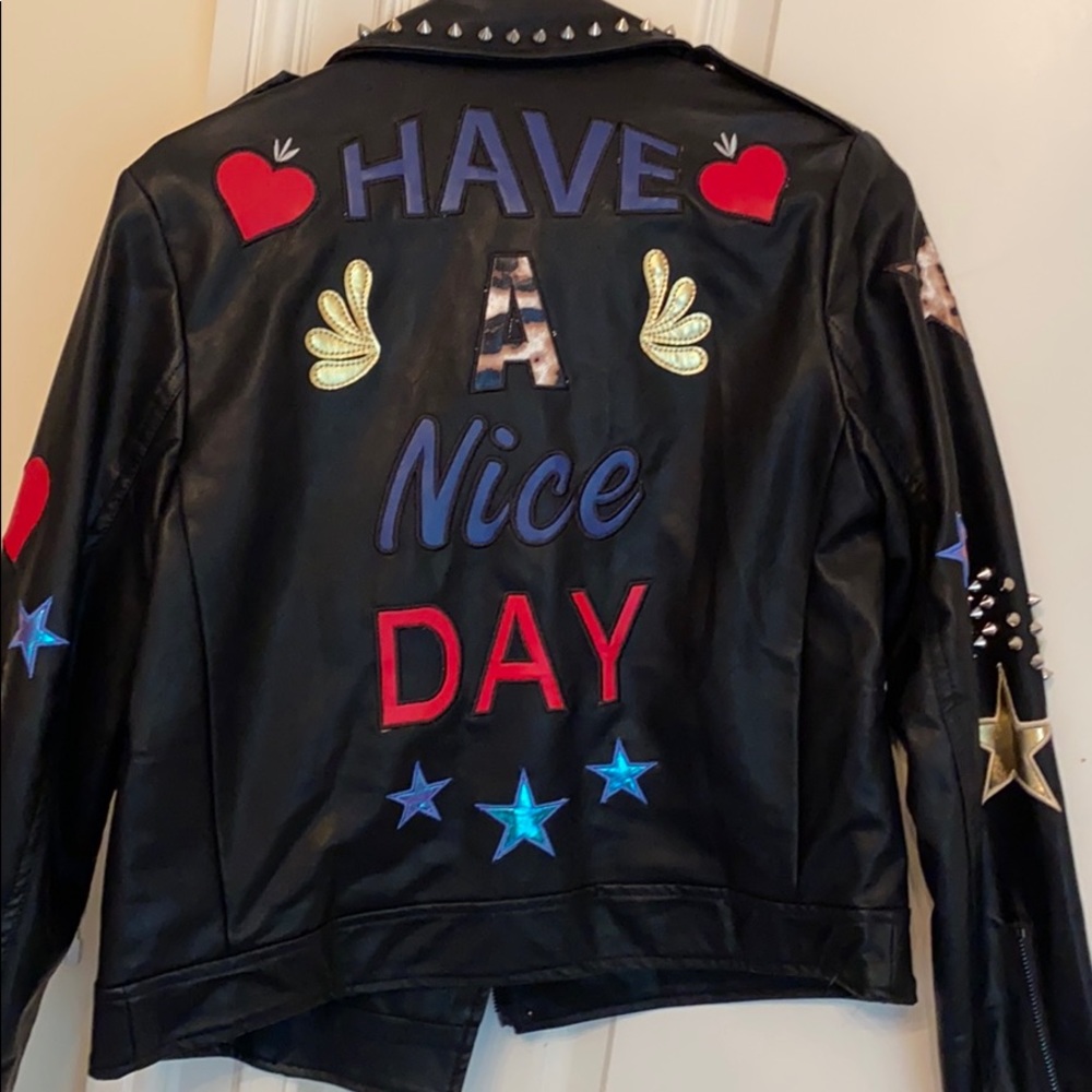 Vintage leather studded jacket